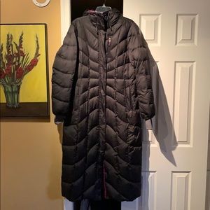 Lands End Black Down Long Winter Coat Sz S 6-8